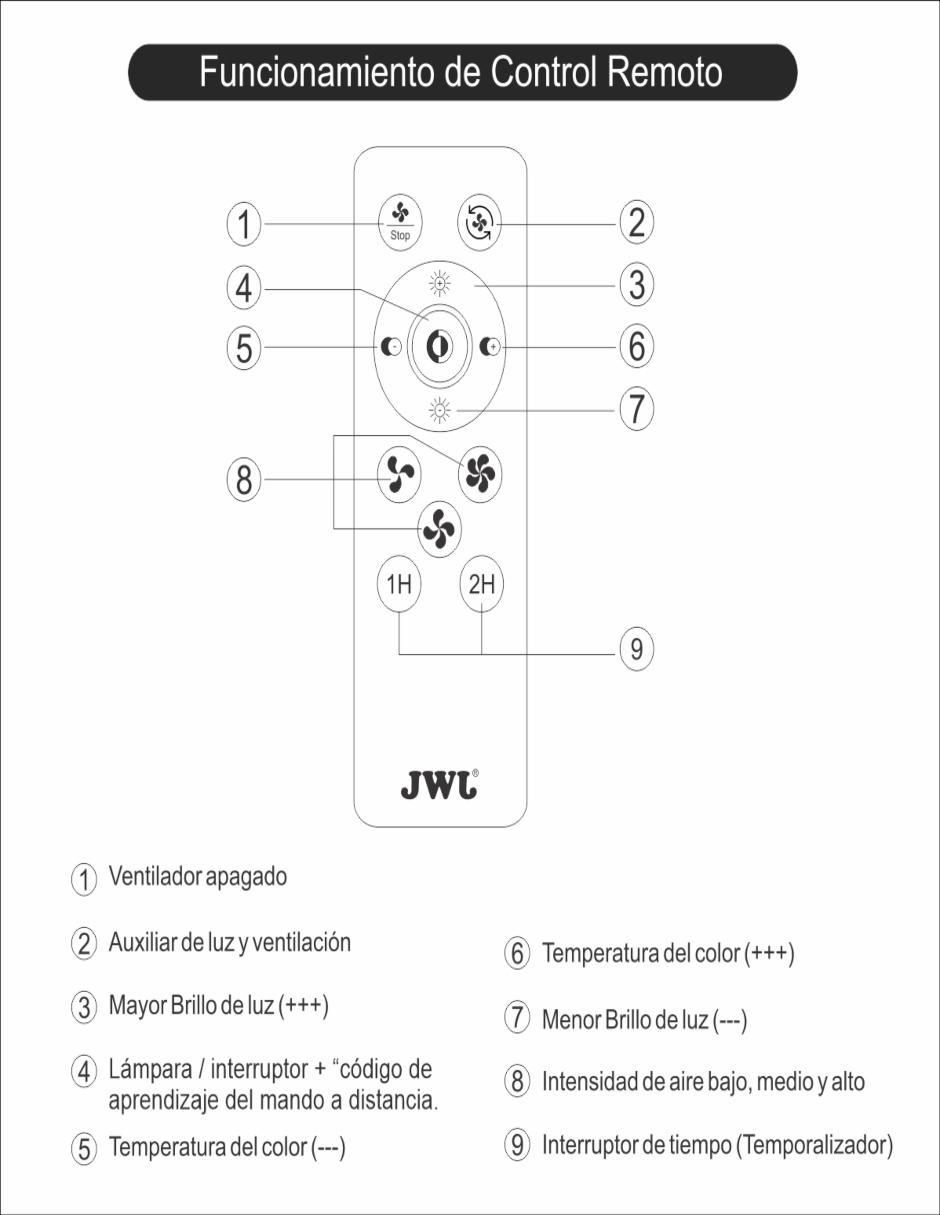 Ventilador de techo Jwj con control remoto 3 velocidades