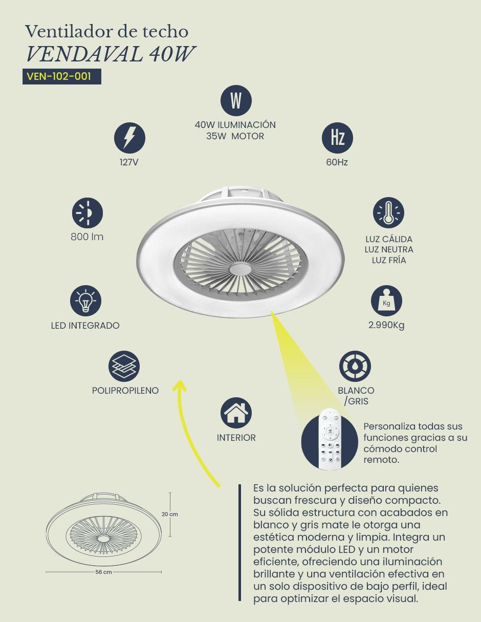 Ventilador de techo Mil Luces 6 velocidades