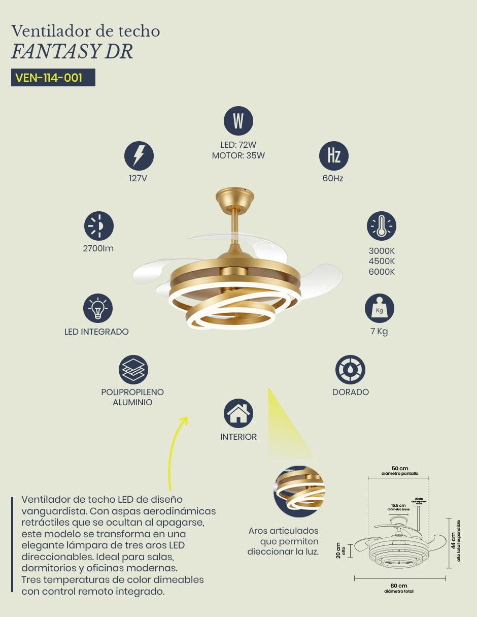 Ventilador de techo Mil Luces 6 velocidades