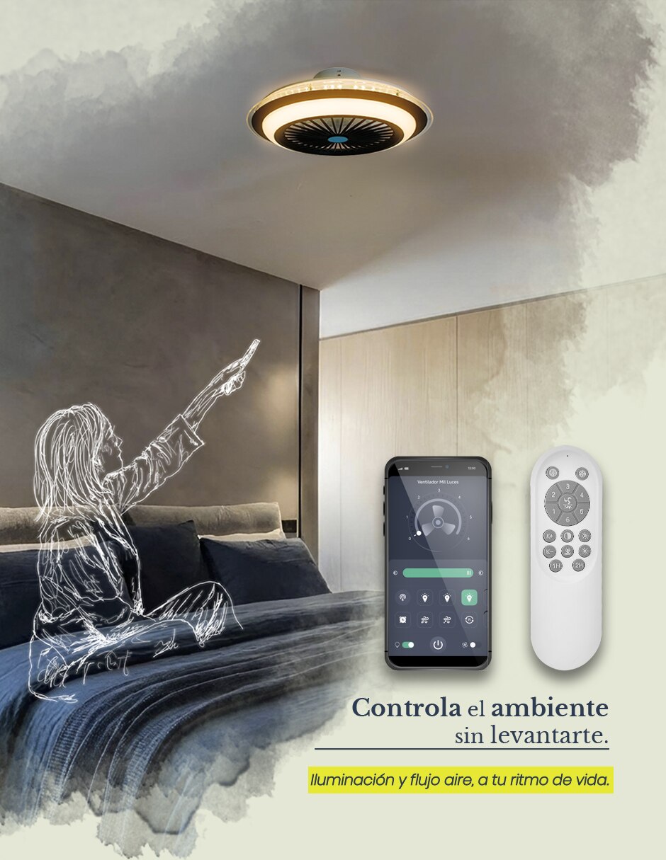 Ventilador de techo mil luces con control remoto 6 velocidades