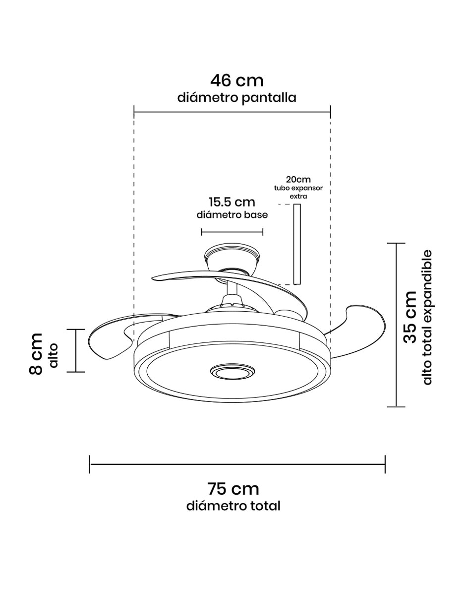Ventilador de techo Mil Luces con control remoto 6 velocidades