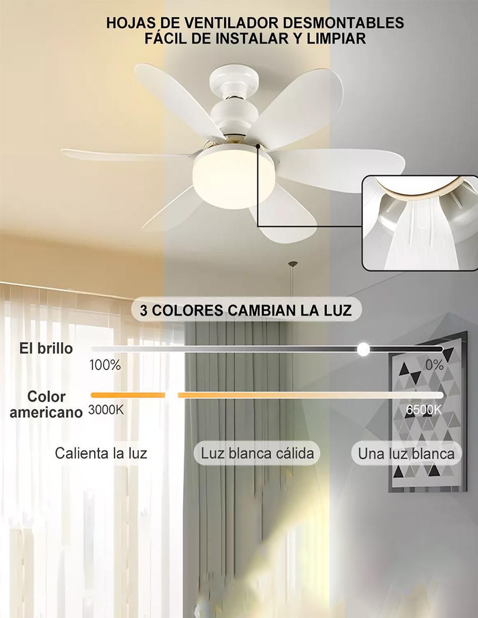 Ventilador de techo con control remoto 3 velocidades