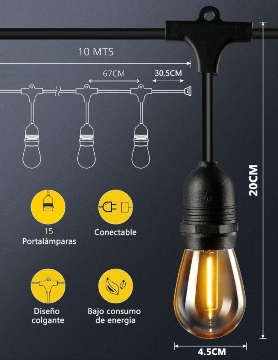Serie de led Guirnalda De Luces con 15 focos 3