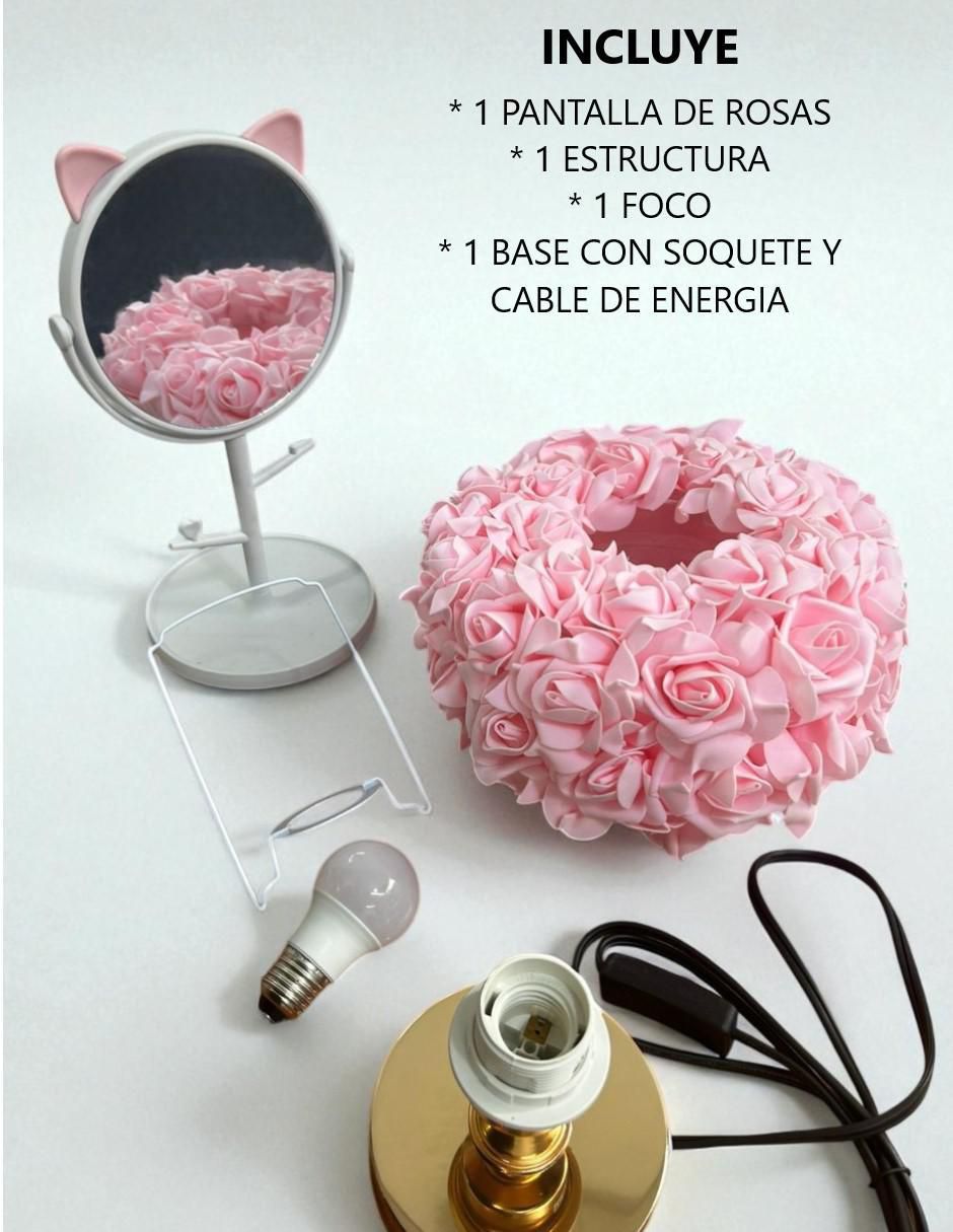 Lámpara de mesa Top blanca Rosas Rosas 4