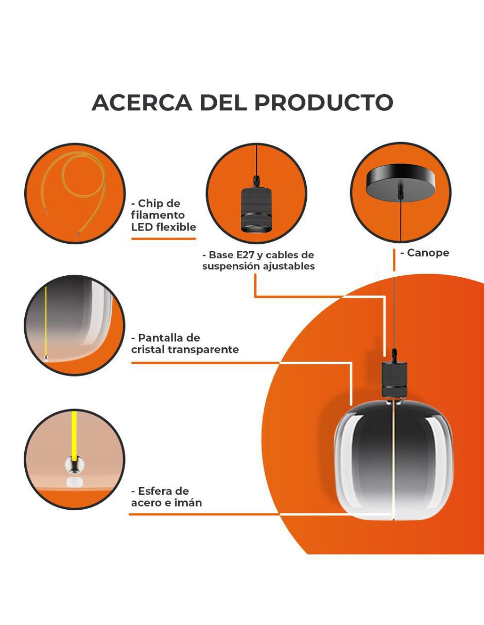 Lámpara colgante LED Fumatura 5