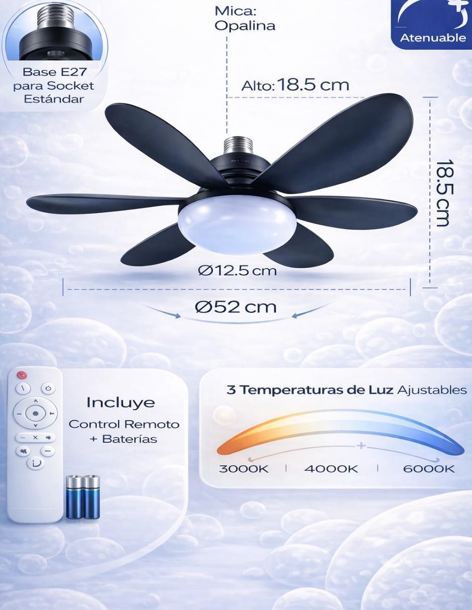 Ventilador de techo con control remoto 3 velocidades 6