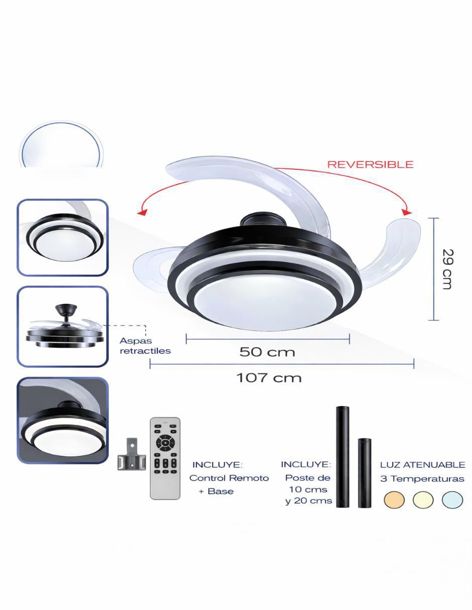 Ventilador de techo Cityluz con control remoto 6 velocidades