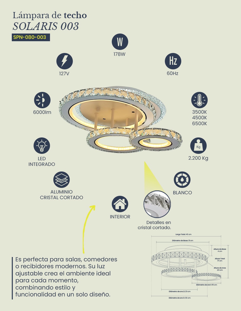 Plafón led solaris 2