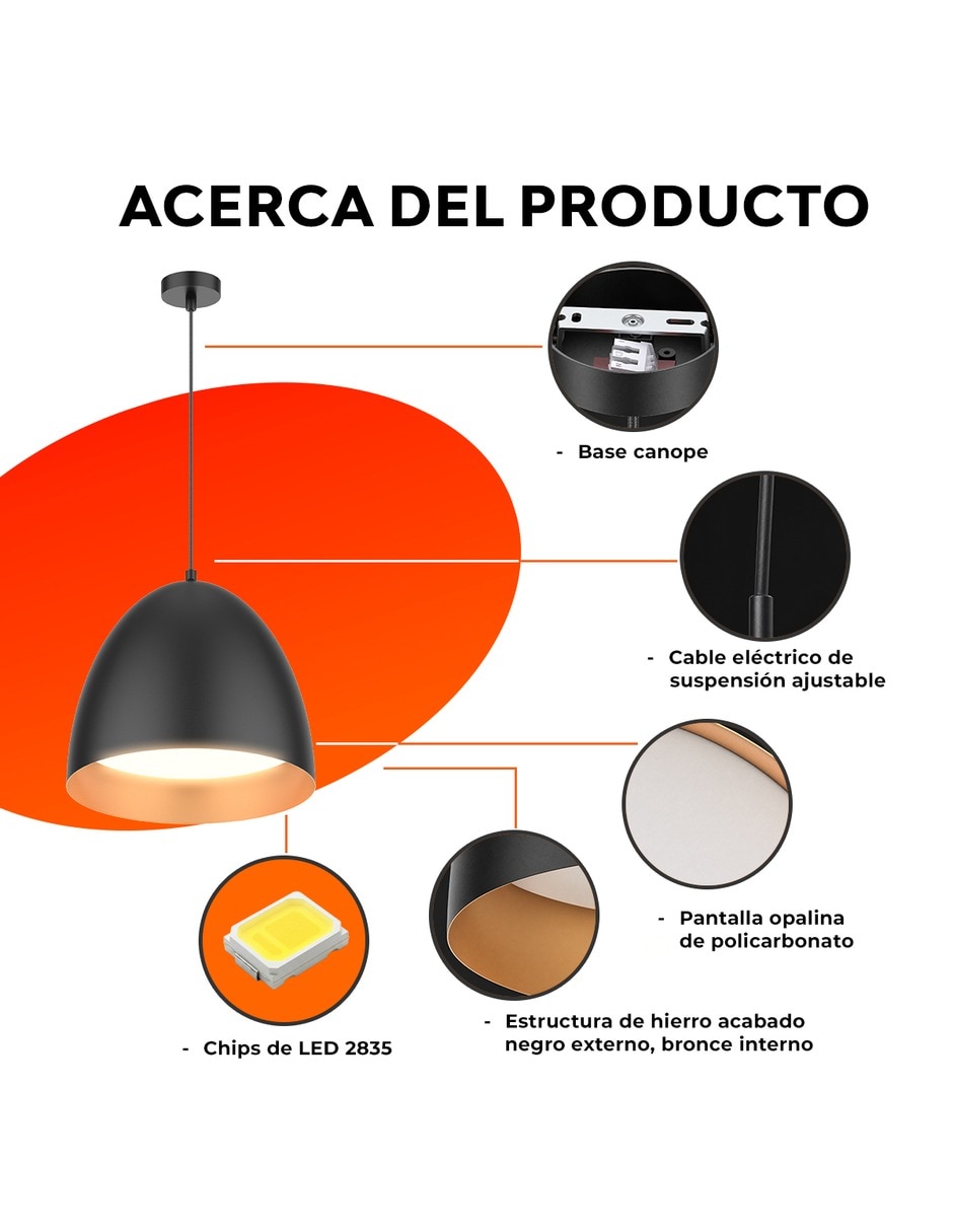 Lámpara colgante led menaia 4