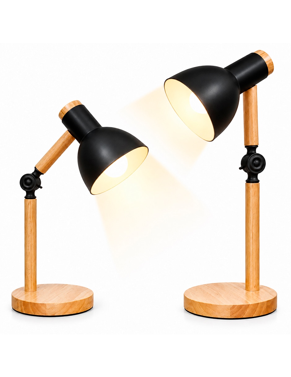 Lámpara de escritorio incandescente bluelander con base de madera Lámpara de escritorio incandescente bluelander con base de madera